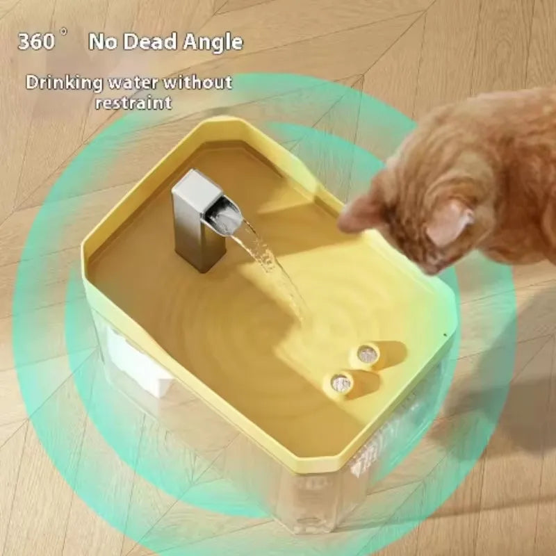 Clear Pet Water Fountain for Cats with Circulating Pump, Self-Cleaning Filter, and Overheat Safety