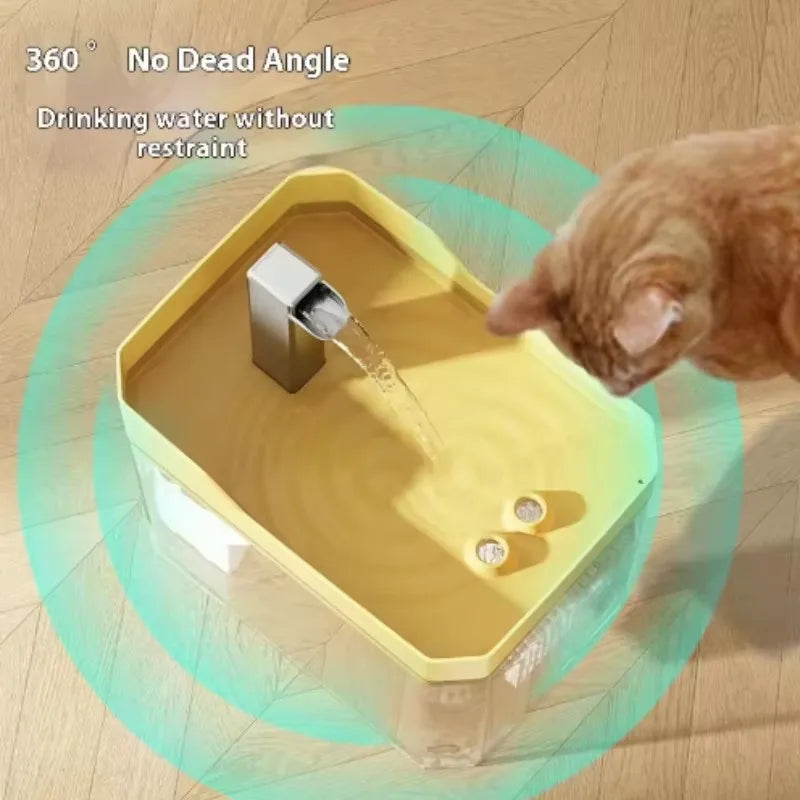 Clear Pet Water Fountain for Cats with Circulating Pump, Self-Cleaning Filter, and Overheat Safety